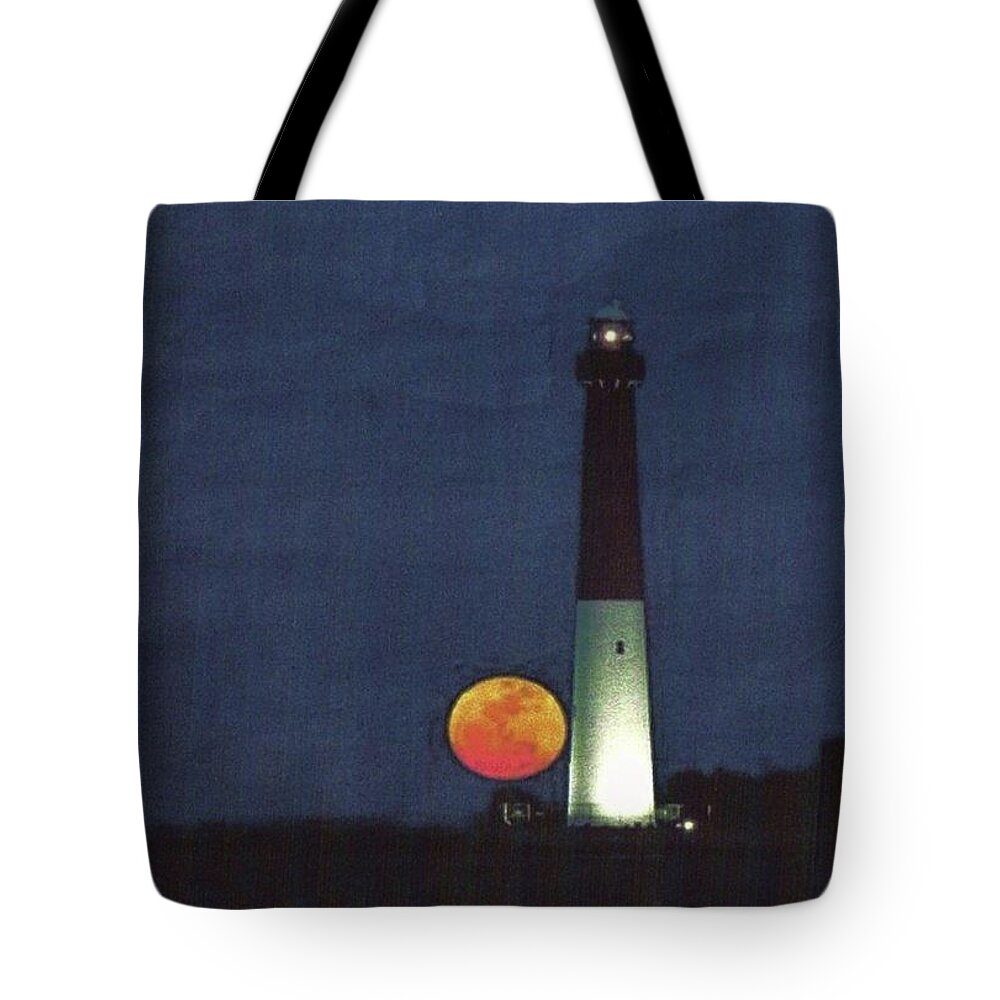 Dark Tote Bag featuring the photograph Barnegat, Nj Lighthouse by Sandy Poore