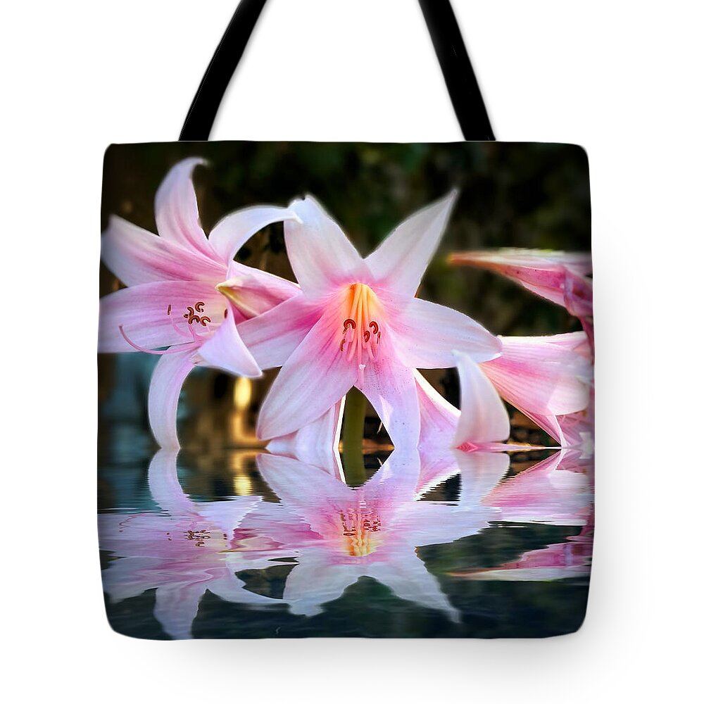Flowers Tote Bag featuring the photograph Lilies in Water by David Zumsteg