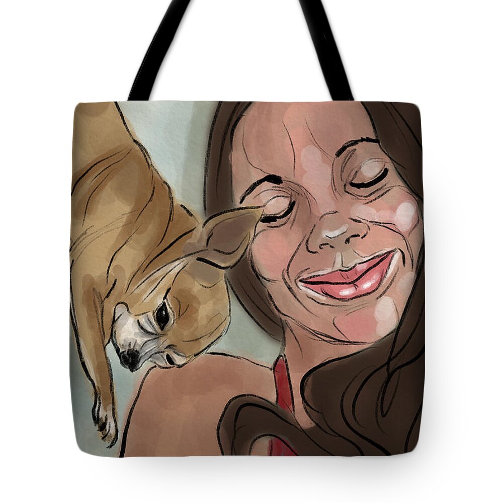 Portrait Tote Bag featuring the digital art Lily And Riley by Michael Kallstrom