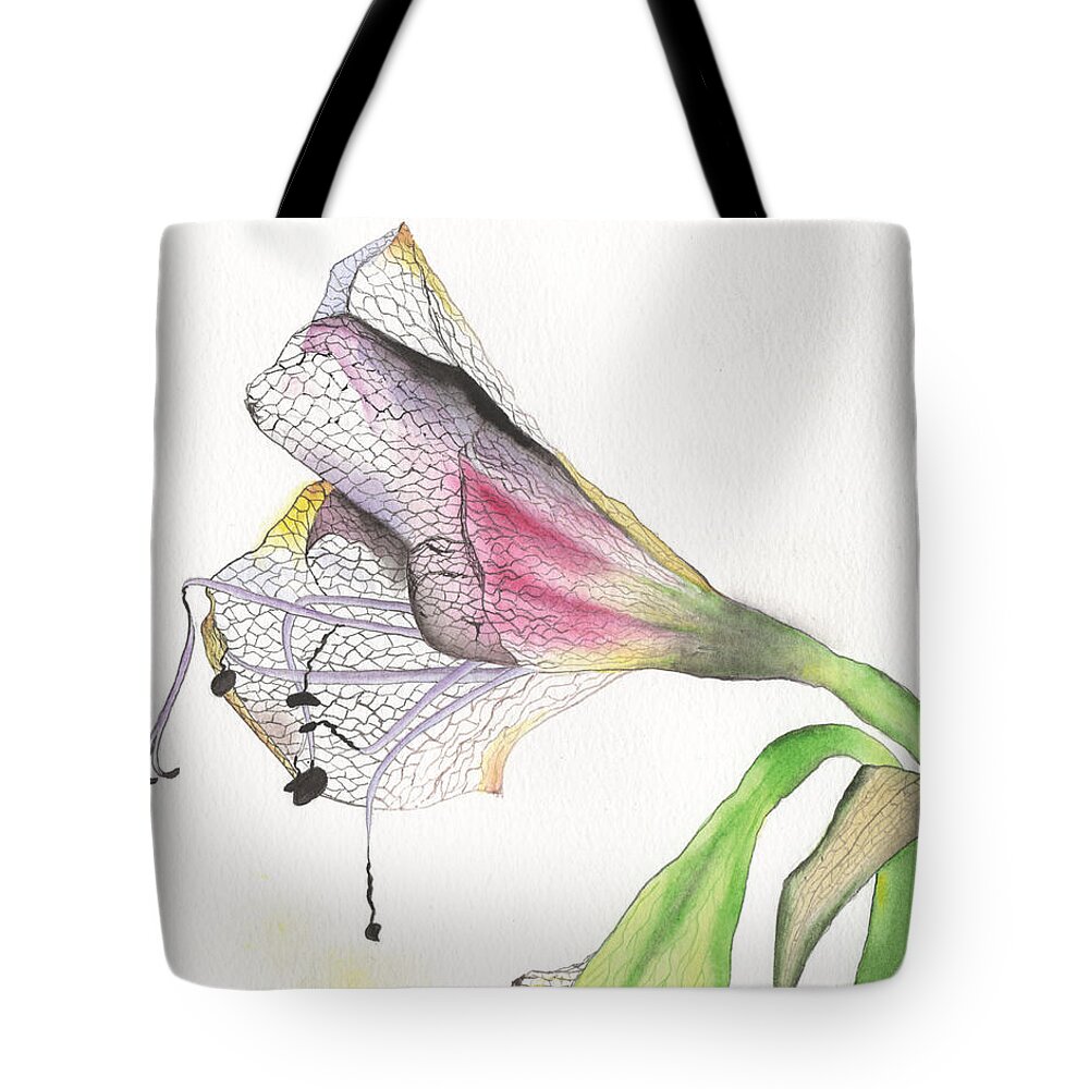 Amaryllis Tote Bag featuring the painting Amaryllis - Beauty Never Dies #1 by Bob Labno