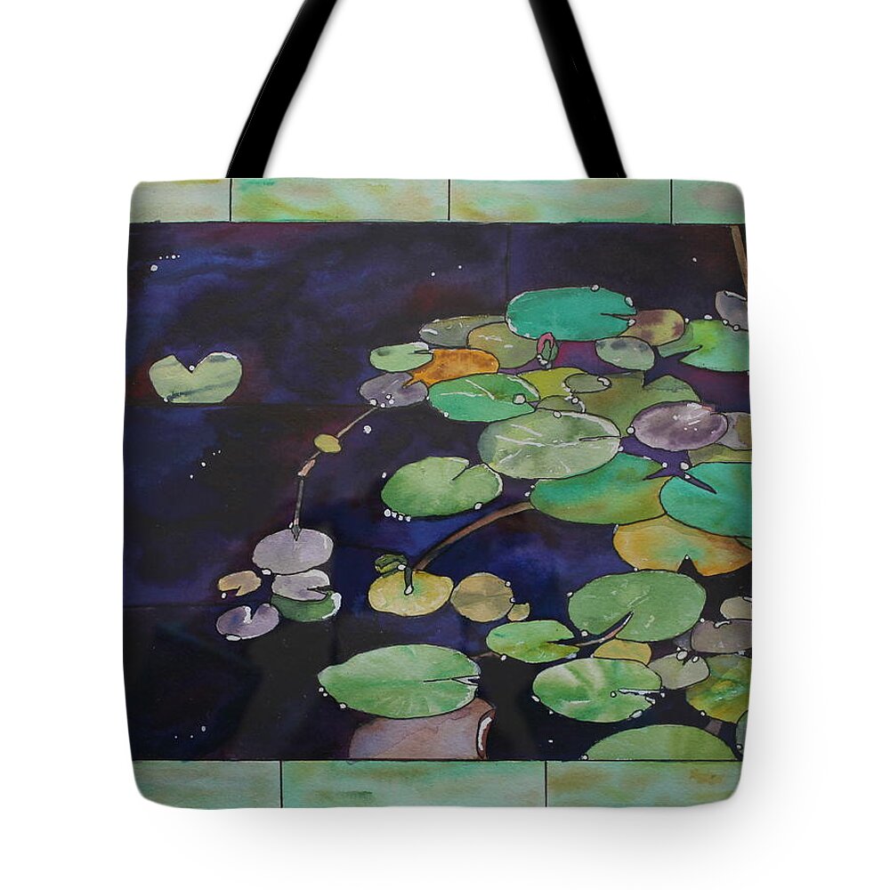 Lily Tote Bag featuring the painting Lily Pond by Ruth Kamenev
