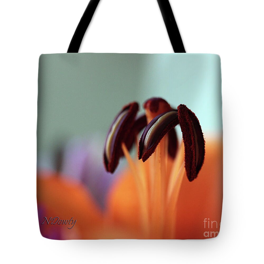 Lily Stamen Tote Bag featuring the photograph Lily Stamen by Natalie Dowty