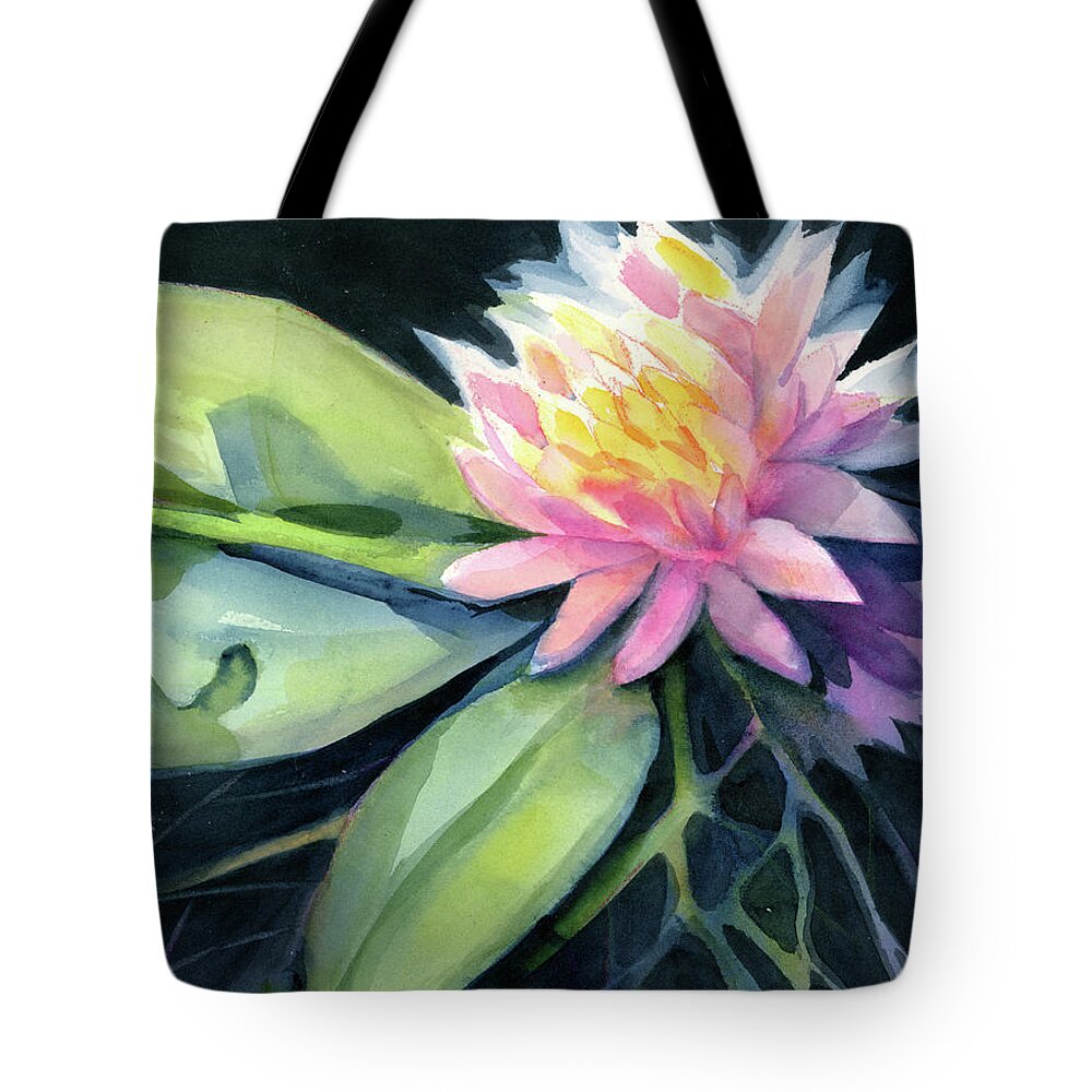 Water Lilies Tote Bag featuring the painting Lily's Watery Roots by Lois Blasberg