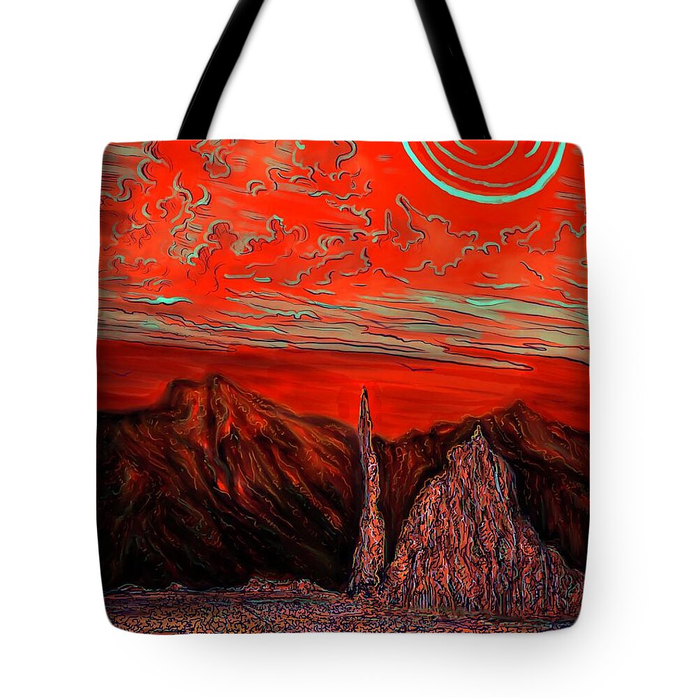 Landscape Tote Bag featuring the digital art Liminal by Angela Weddle