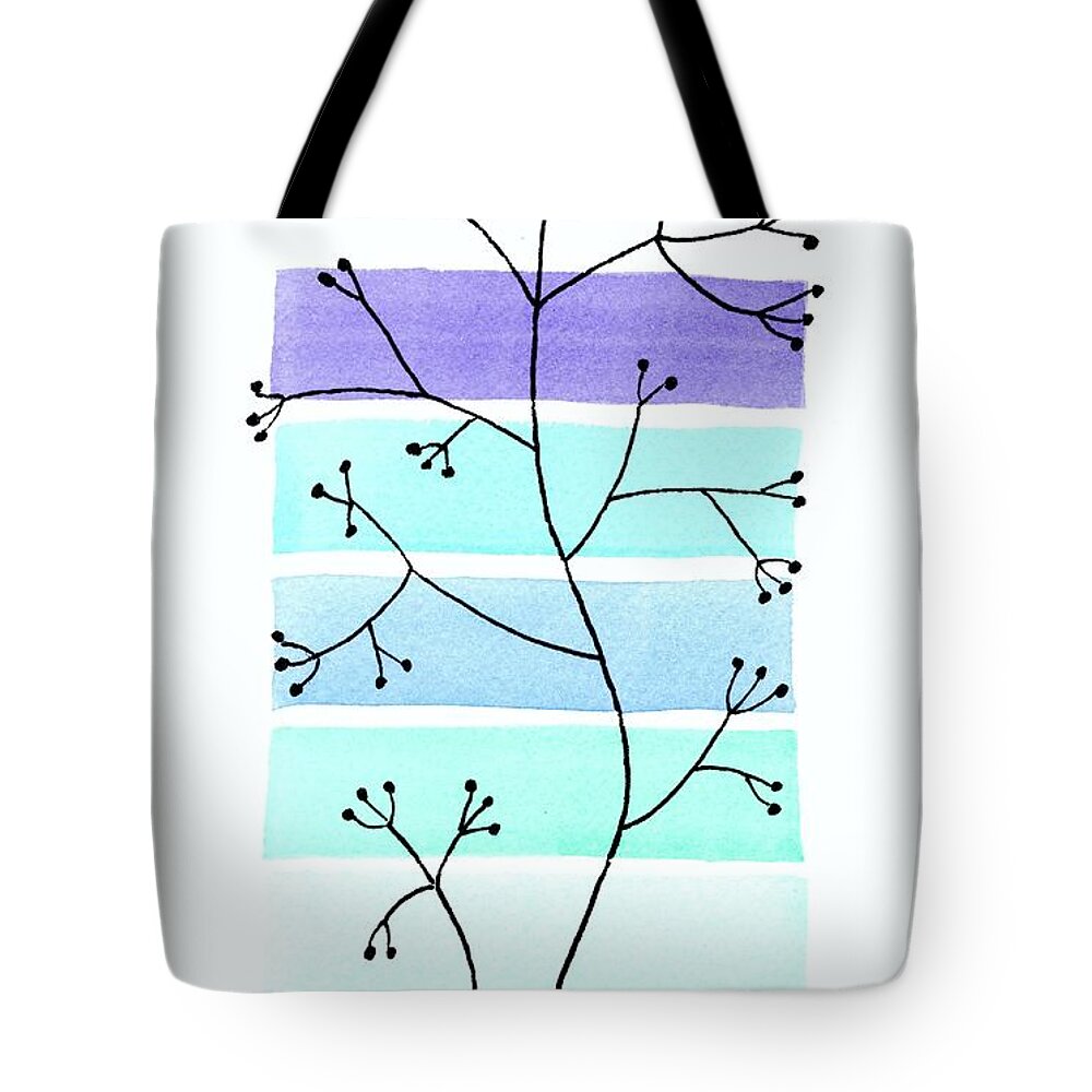 Mid Century Modern Tote Bag featuring the painting Line Drawing Botanical 2 by Donna Mibus