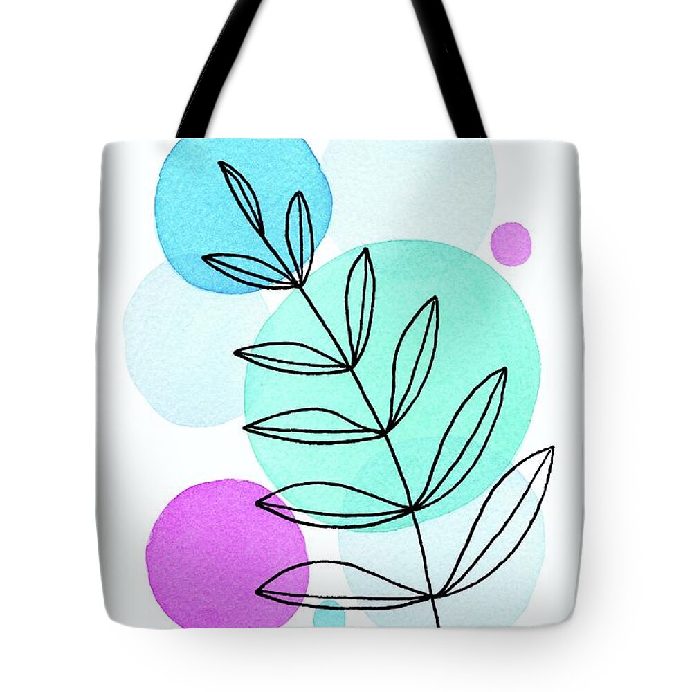 Mid Century Modern Tote Bag featuring the painting Line Drawing Botanical 3 by Donna Mibus