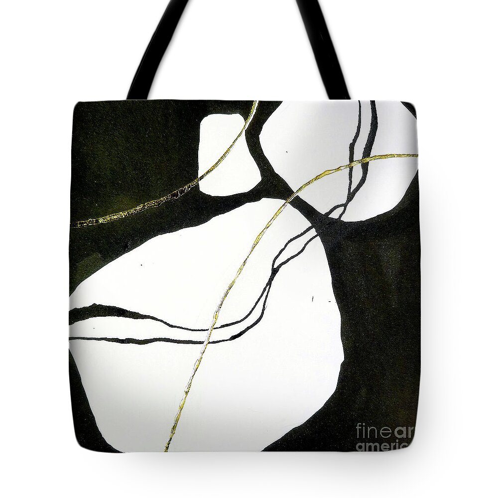 Original Watercolors Tote Bag featuring the painting Linear 2 by Chris Paschke
