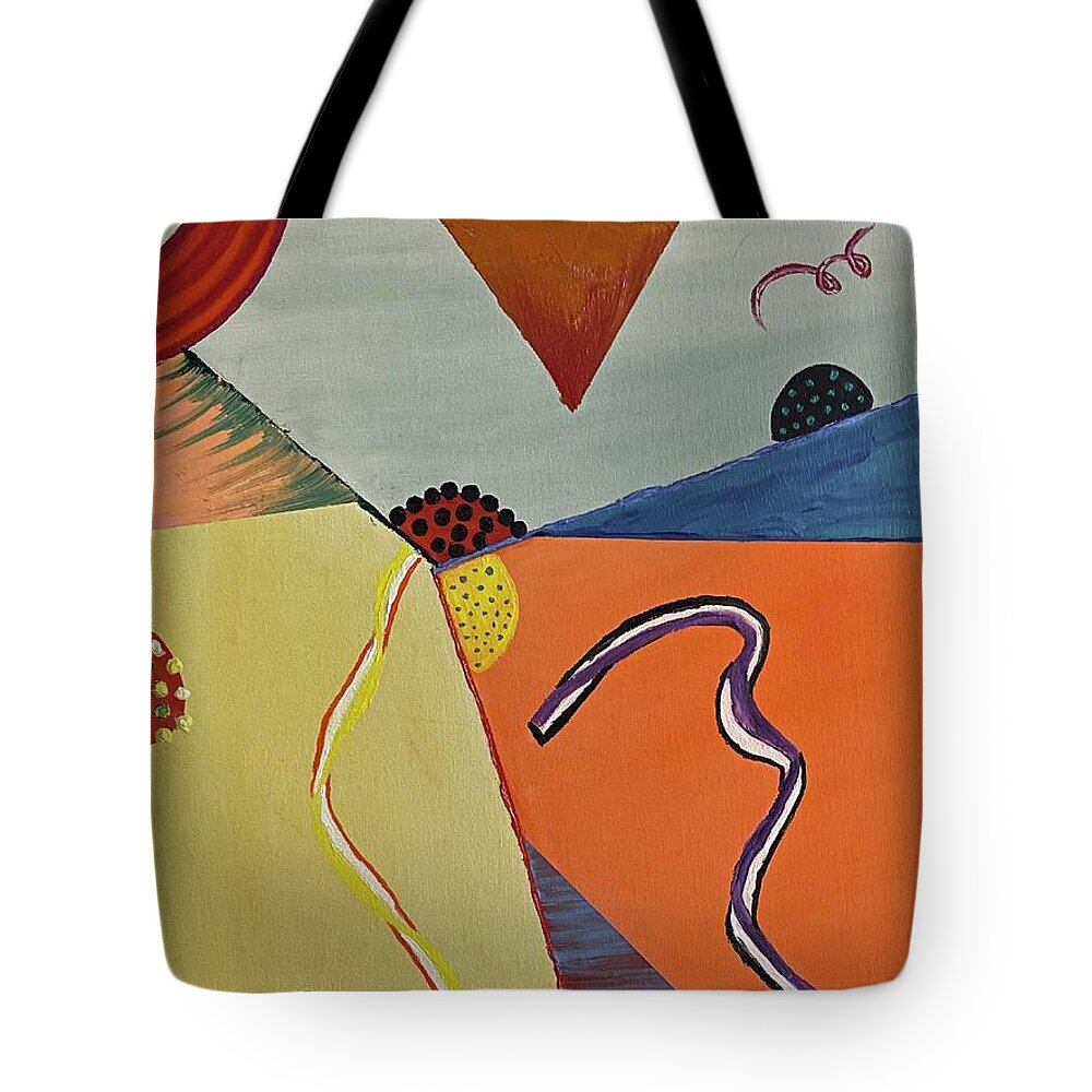 Abstract Tote Bag featuring the painting Lines and Circles by Lisa White
