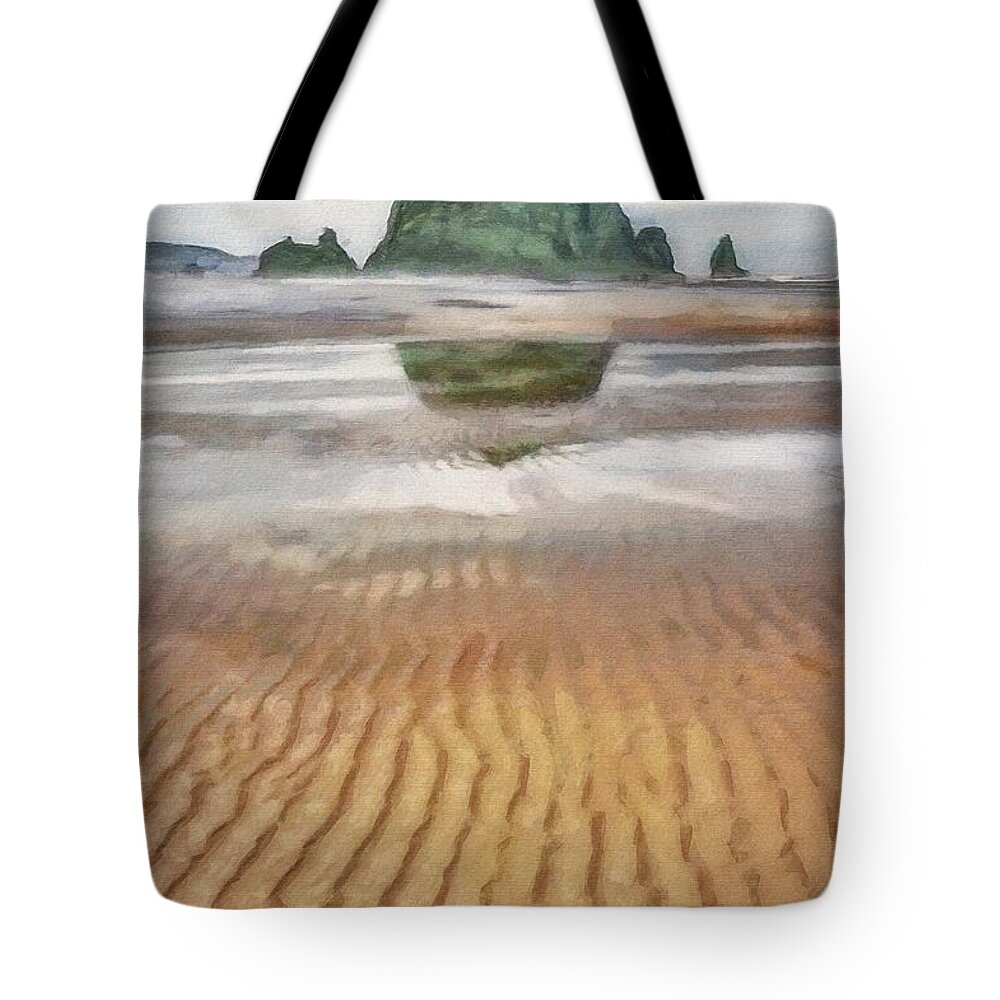 Ripple Tote Bag featuring the painting Lines in Sand by Jeffrey Kolker