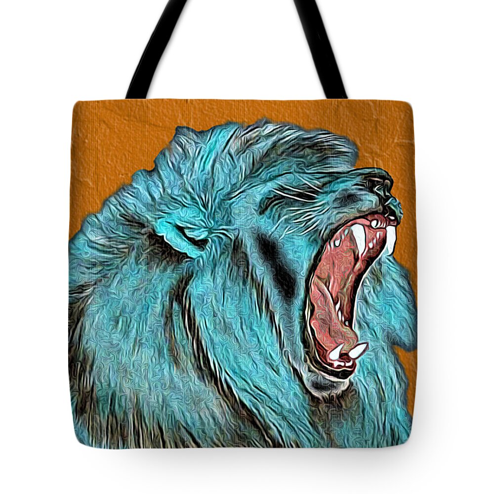 Abstract Tote Bag featuring the mixed media Lion's Roar - Abstract by Ronald Mills
