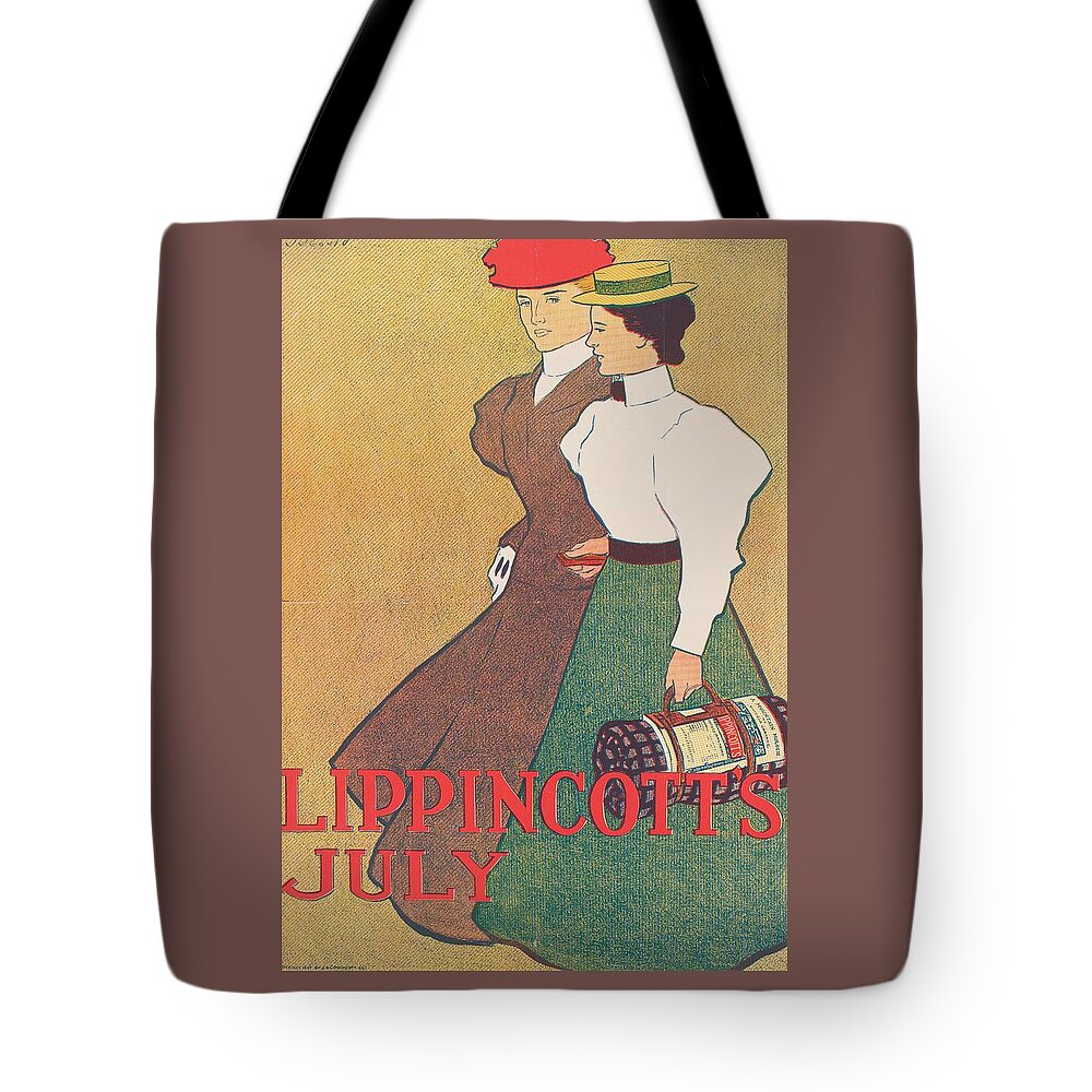 Americana Tote Bag featuring the digital art Lippincott's July 1897 by Kim Kent