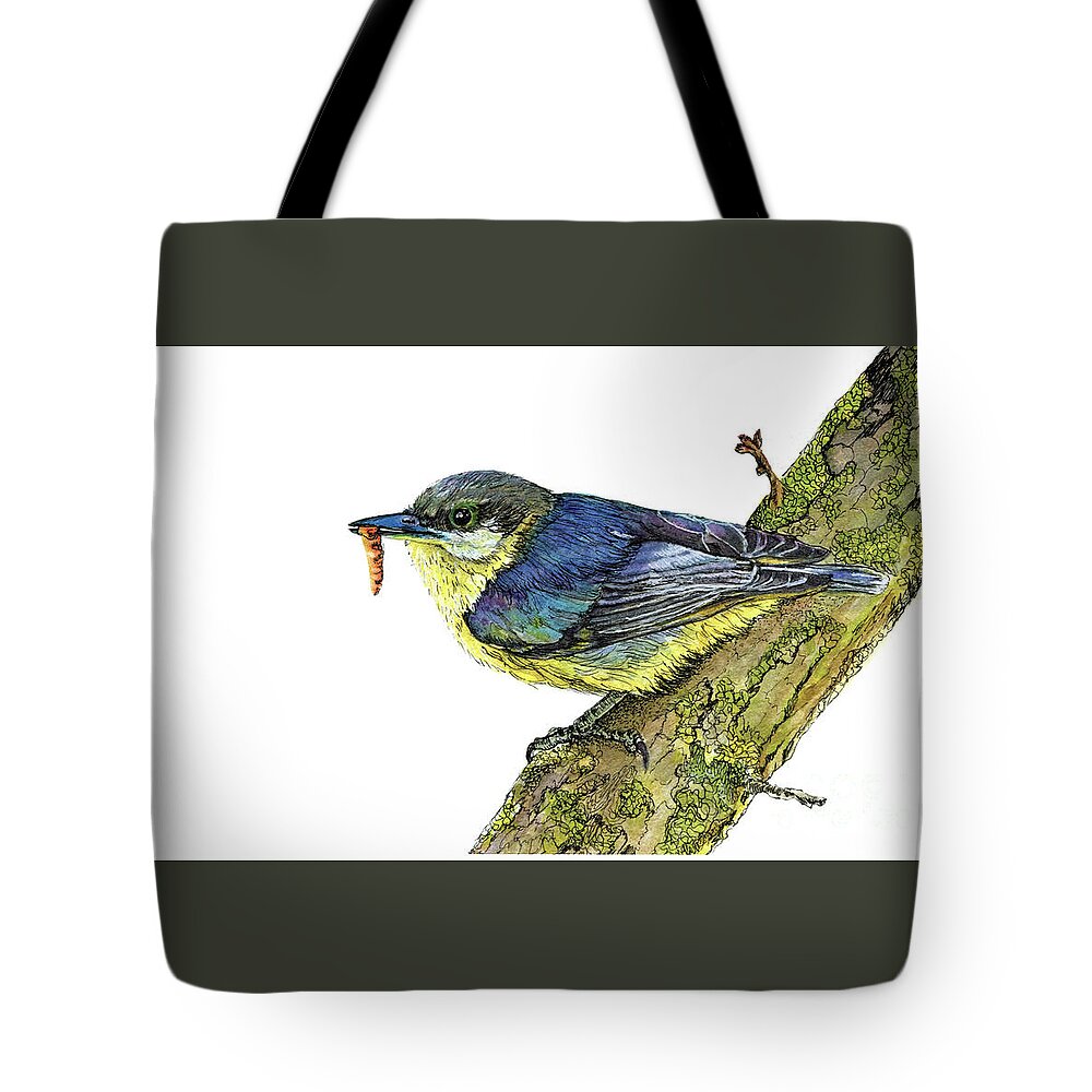 Watercolor Bird Painting. Artwork Tote Bag featuring the mixed media Little Bird by Tracey Hunnewell