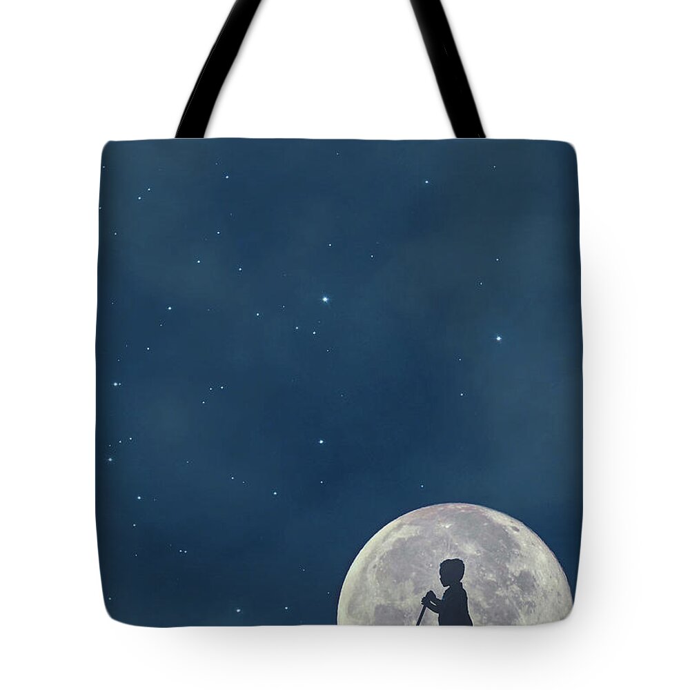 Carrie Ann Grippo-pike Tote Bag featuring the photograph Little Boy Blue and the Man on the Moon by Carrie Ann Grippo-Pike