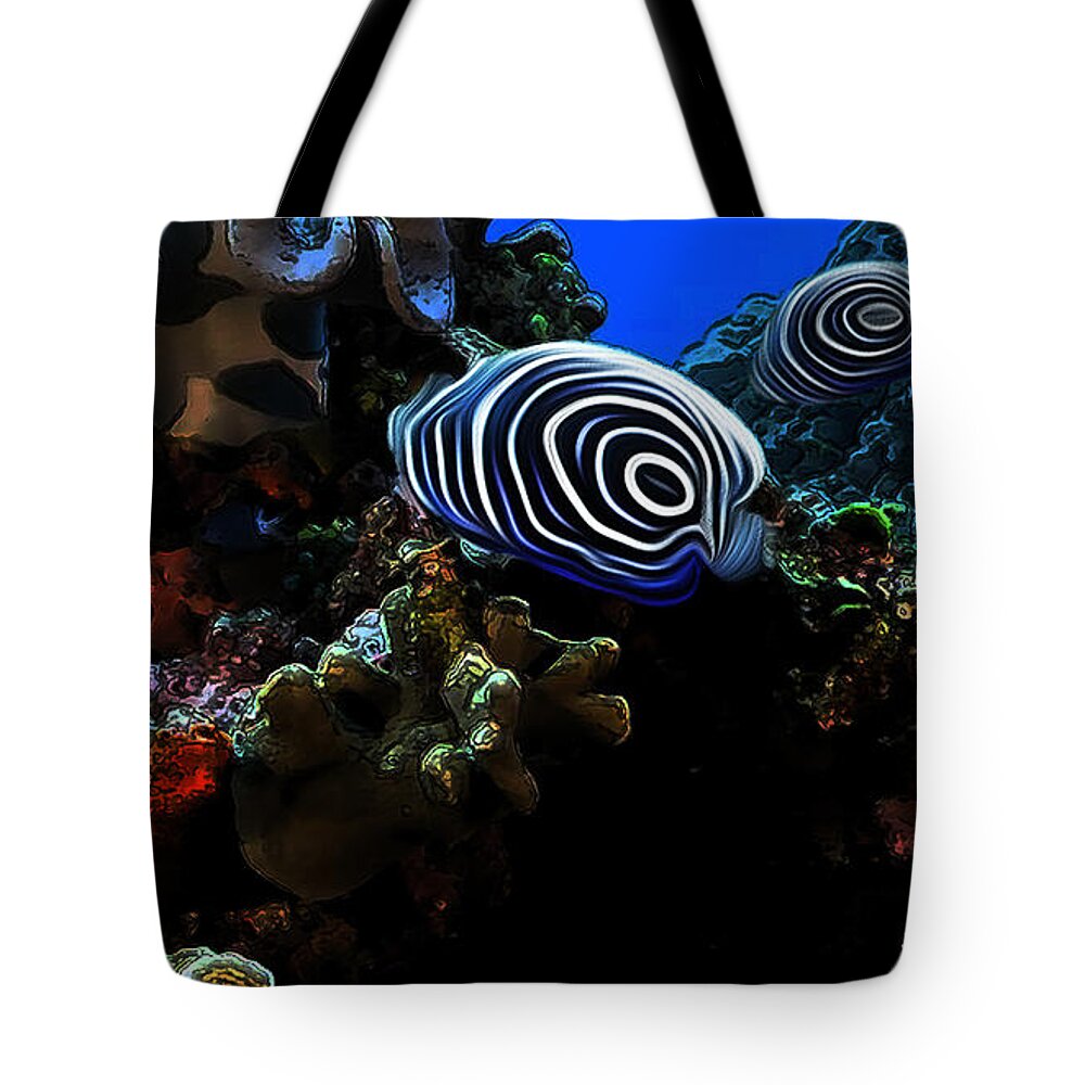 Little Fish 2 Tote Bag featuring the digital art Little Fish 2 by Aldane Wynter