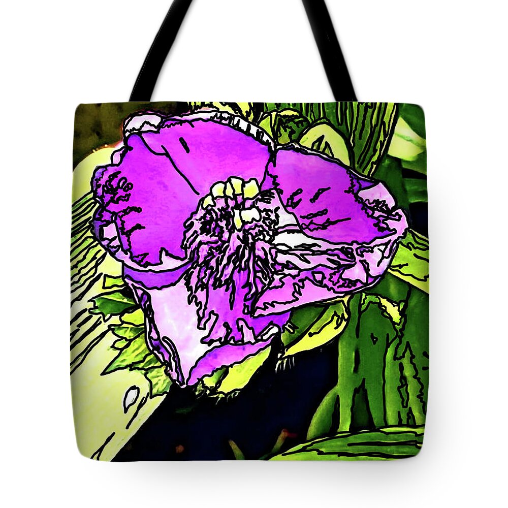 Purple Passion Tote Bag featuring the digital art Little Flower Big Joy by Eileen Kelly