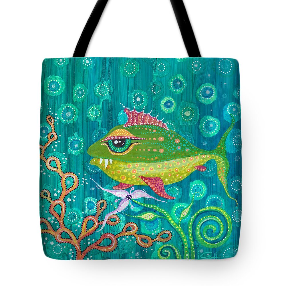 Fish Tote Bag featuring the painting Little Frankie by Tanielle Childers