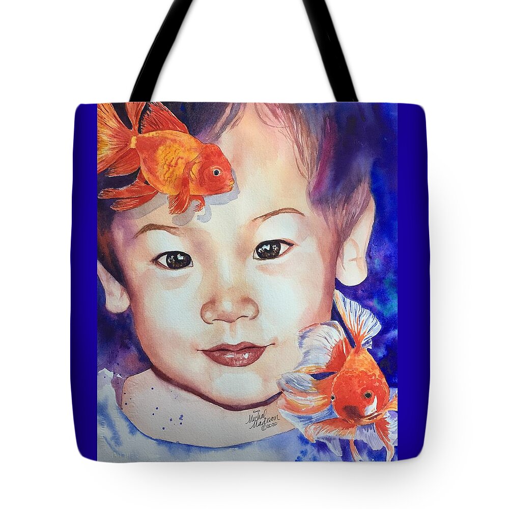Godfrey Gao Tote Bag featuring the painting Little Godfrey Gao by Michal Madison
