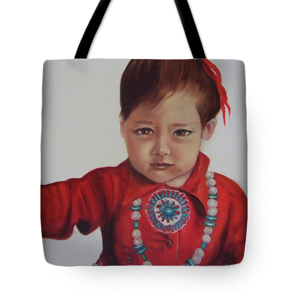 Indians Tote Bag featuring the painting Little Indian Girl by Joni McPherson