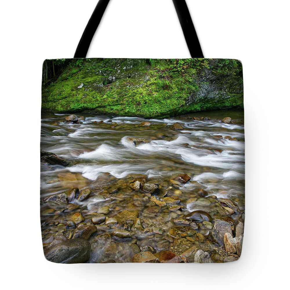 Smokies Tote Bag featuring the photograph Little River Rapids 10 by Phil Perkins