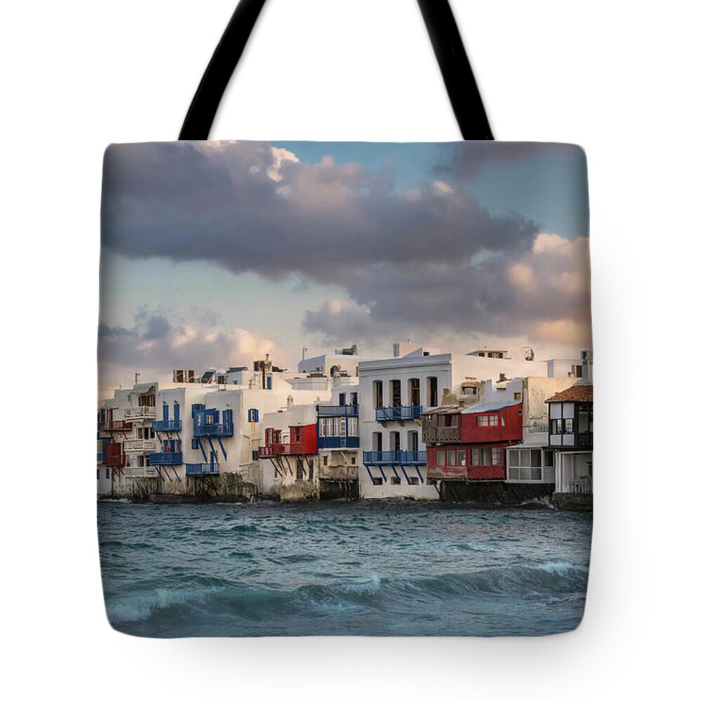 Little Venice Tote Bag featuring the photograph Little Venice Mykonos by Rebecca Herranen