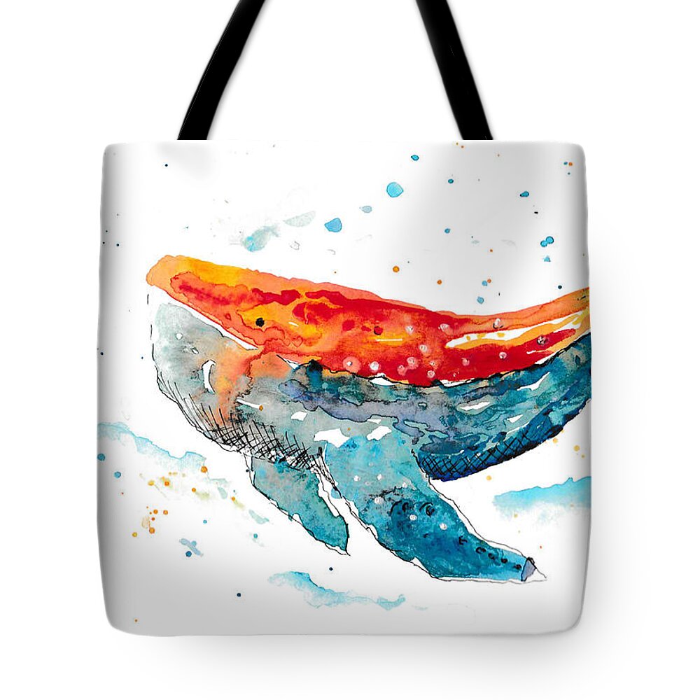 Whale Tote Bag featuring the painting Whimsical Whale by Bonny Puckett