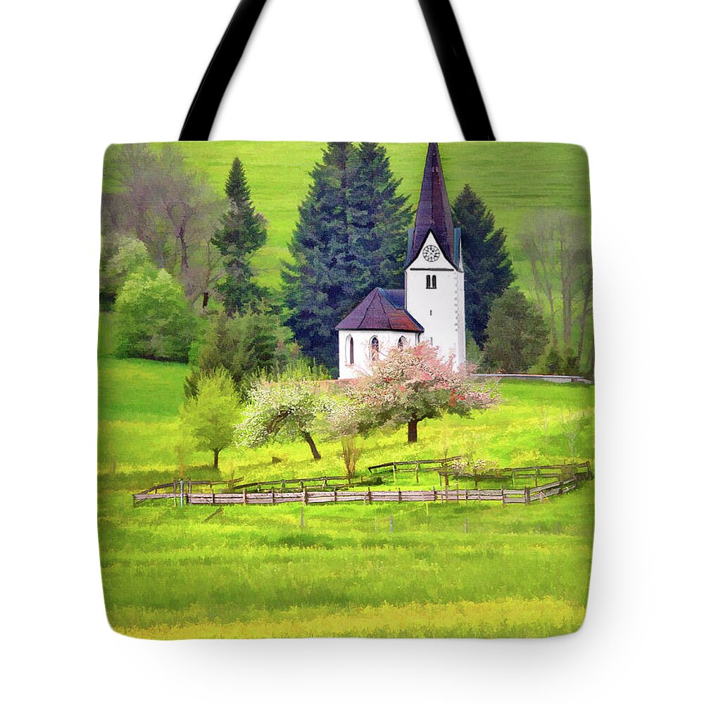 Church Tote Bag featuring the photograph Little White German Church by Sharon Foster