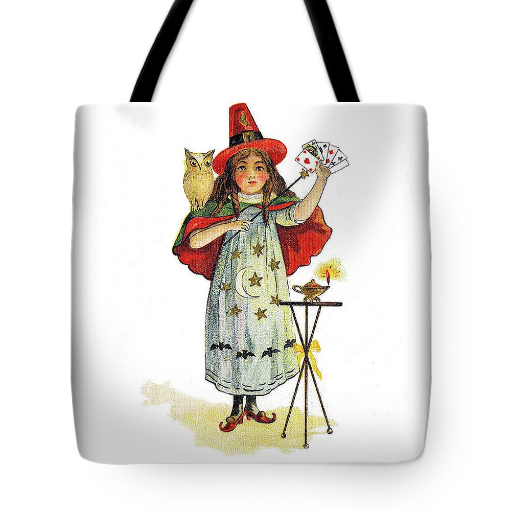 Little Girl Tote Bag featuring the digital art Little Witch is Doing Tricks by Long Shot