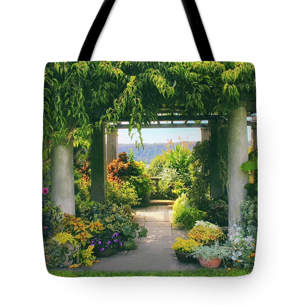 Wave Hill Tote Bag featuring the photograph Pergola of Wave Hill by Jessica Jenney