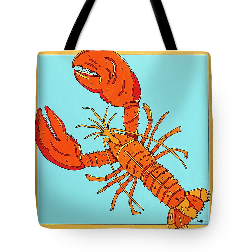 Lobster Seafood Tote Bag featuring the painting Lobster by Mike Stanko
