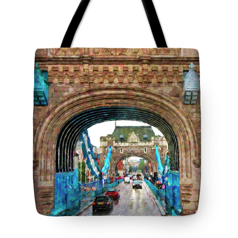 London Bridge Tote Bag featuring the digital art London Bridge by SnapHappy Photos