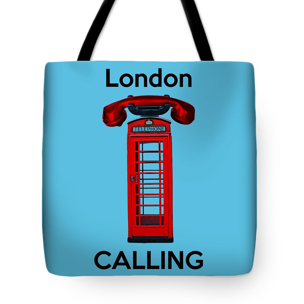 London Calling Tote Bag featuring the digital art London Calling Red And Blue by Madame Memento
