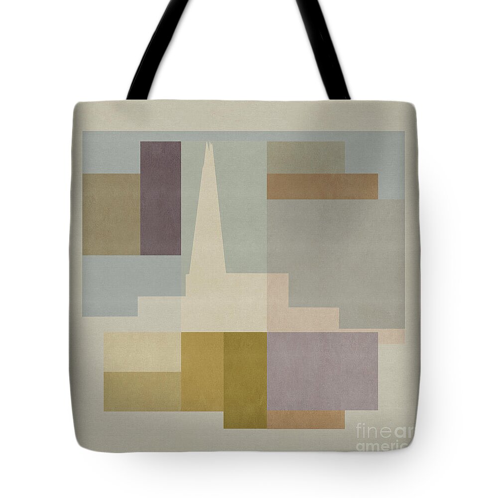 London Tote Bag featuring the mixed media London Square - Shard by Big Fat Arts