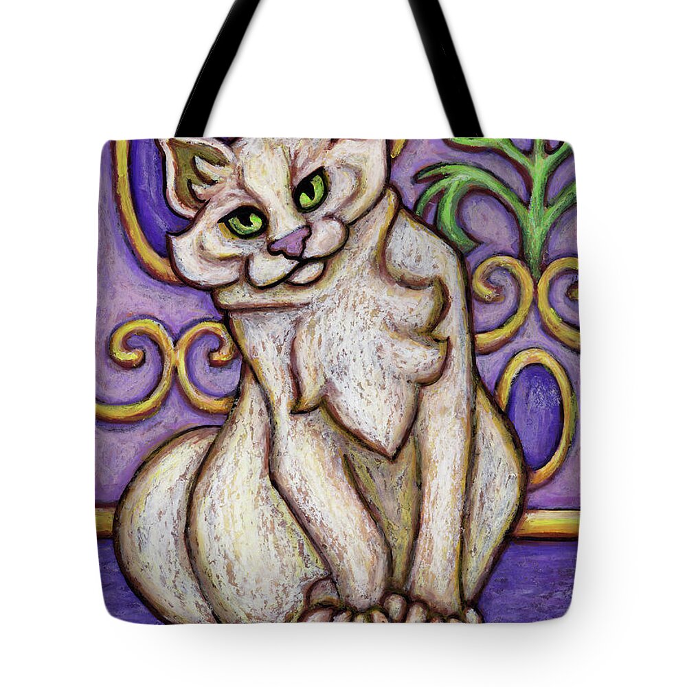 Cat Portrait Tote Bag featuring the painting London. The Hauz Katz. Cat Portrait Painting Series. by Amy E Fraser