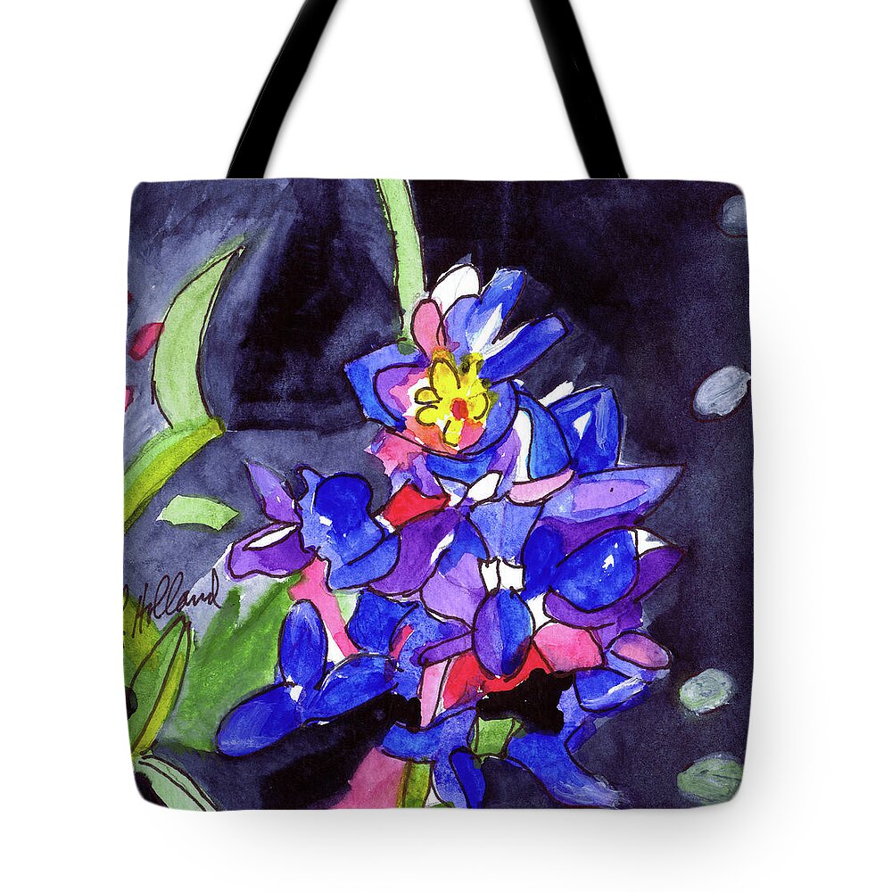 Bluebonnets Tote Bag featuring the painting Vibrant Bluebonnet by Genevieve Holland