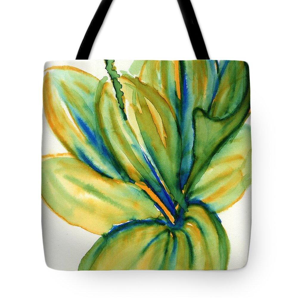 Plant Tote Bag featuring the painting Lone Broadleaf Plantain by Tammy Nara