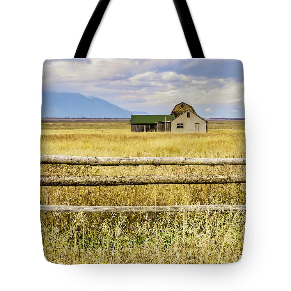 Moulton Homestead Tote Bag featuring the photograph Lonely Moulton Mormon Row Prairie Dwelling by Norma Brandsberg