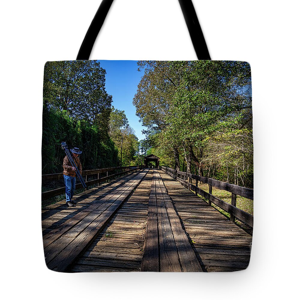 Bridges Tote Bag featuring the photograph Long Bridge Running by DB Hayes