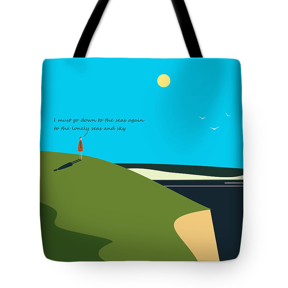 The Sea Tote Bag featuring the digital art Longing For The Sea. by Fatline Graphic Art