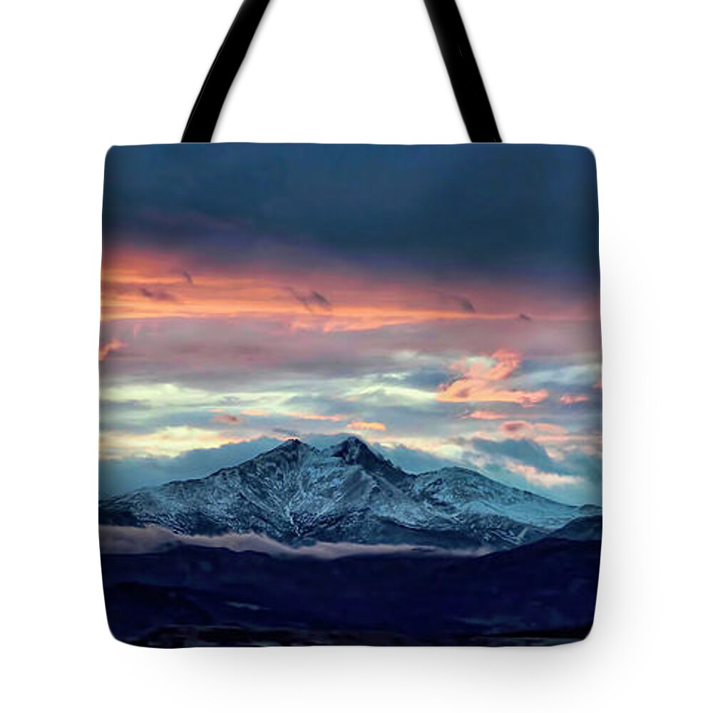 Jon Burch Tote Bag featuring the photograph Longs Peak at Sunset by Jon Burch Photography