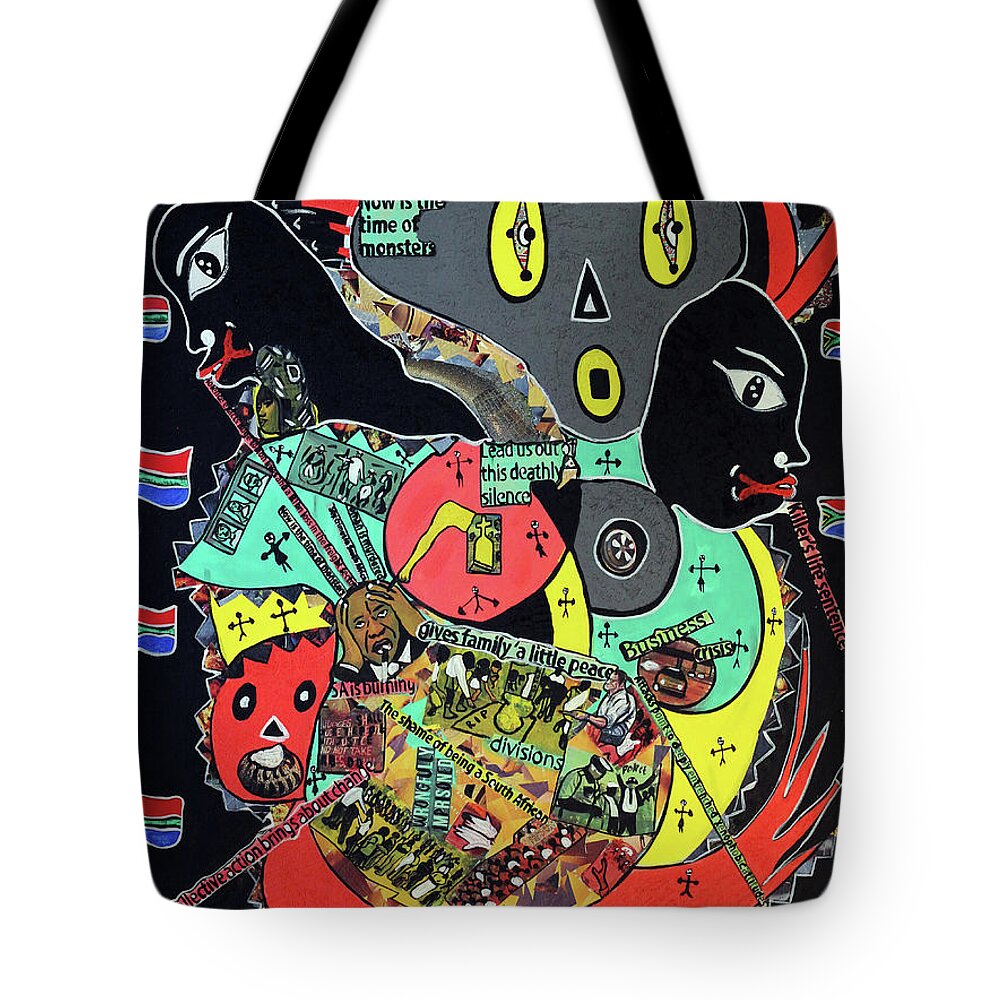 Soweto Tote Bag featuring the painting Look At Em Go by Nkuly Sibeko