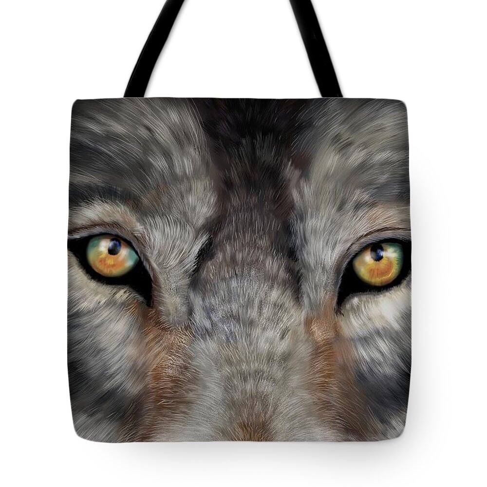 Wolf Tote Bag featuring the digital art Look Into My Eyes by Norman Klein