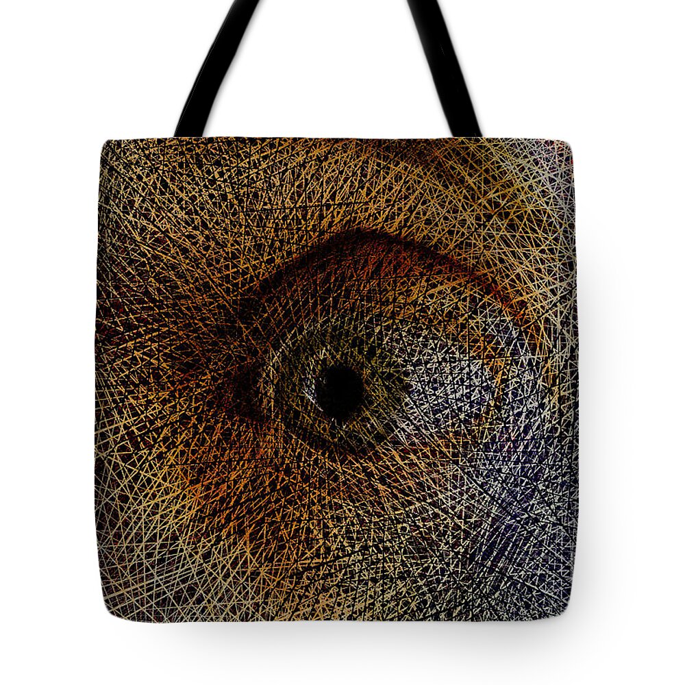 Web Tote Bag featuring the mixed media Looking through the Web by Bentley Davis