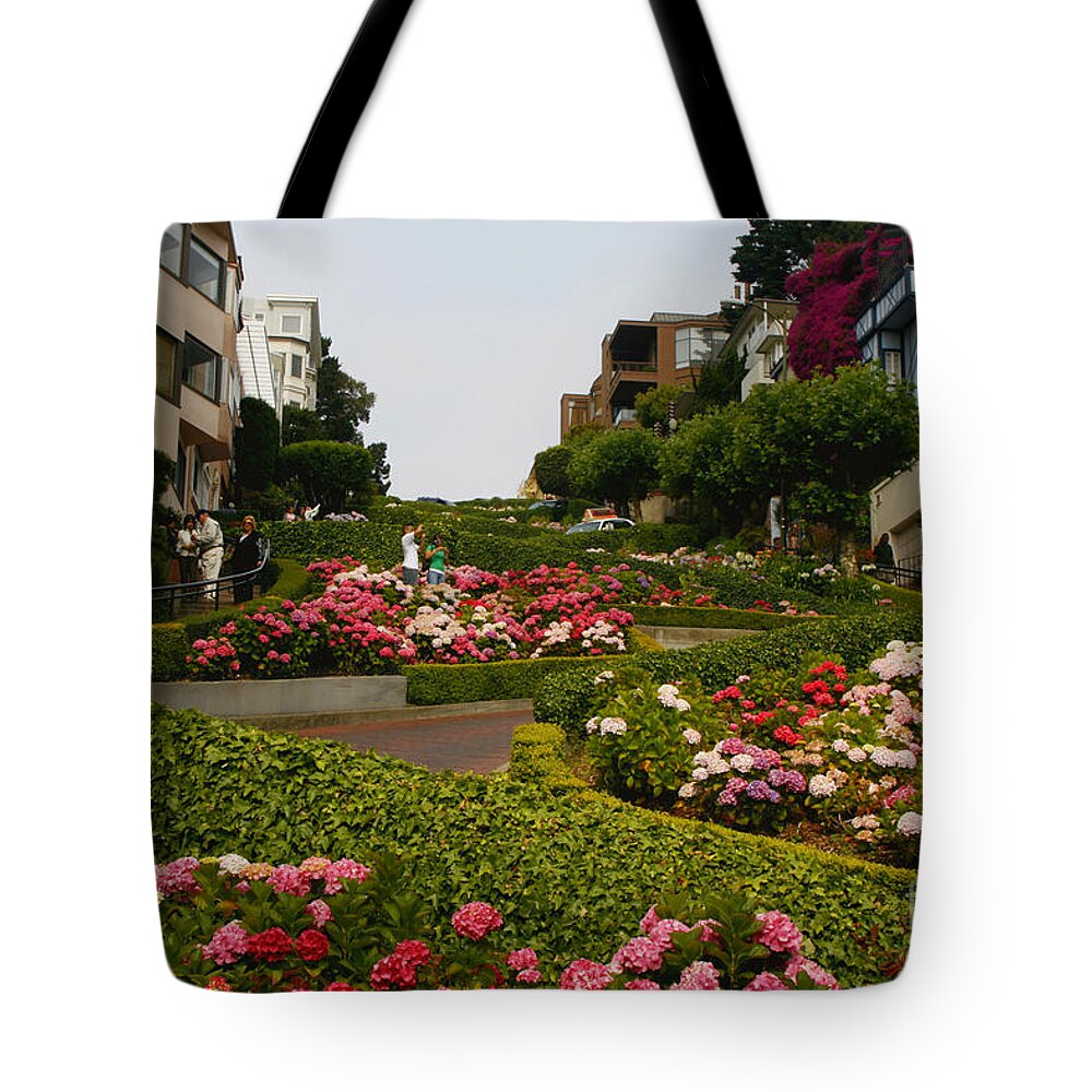 Sf Tote Bag featuring the photograph Looking UP that Crooked Street by fototaker Tony