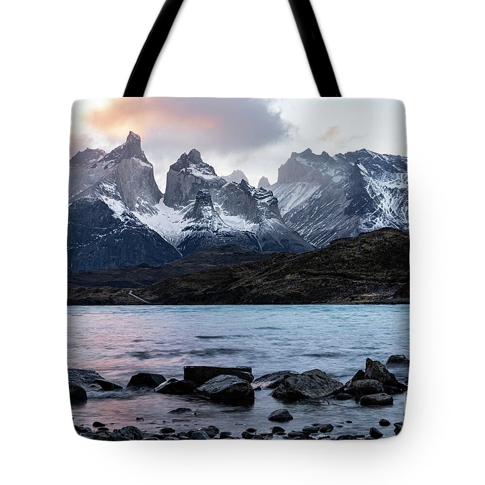 Patagonia Tote Bag featuring the photograph Los Cuernos by Erin Marie Davis