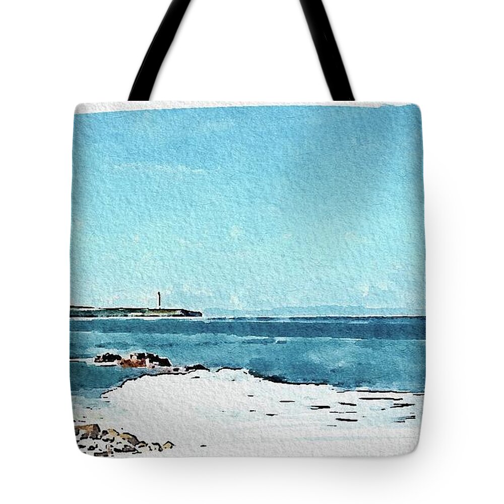 Lossiemouth Tote Bag featuring the digital art Lossiemouth Beach by John Mckenzie