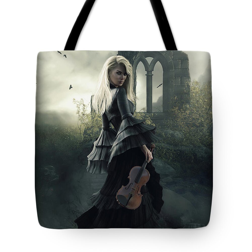 Lost Chord Tote Bag featuring the digital art Lost Chord by Shanina Conway