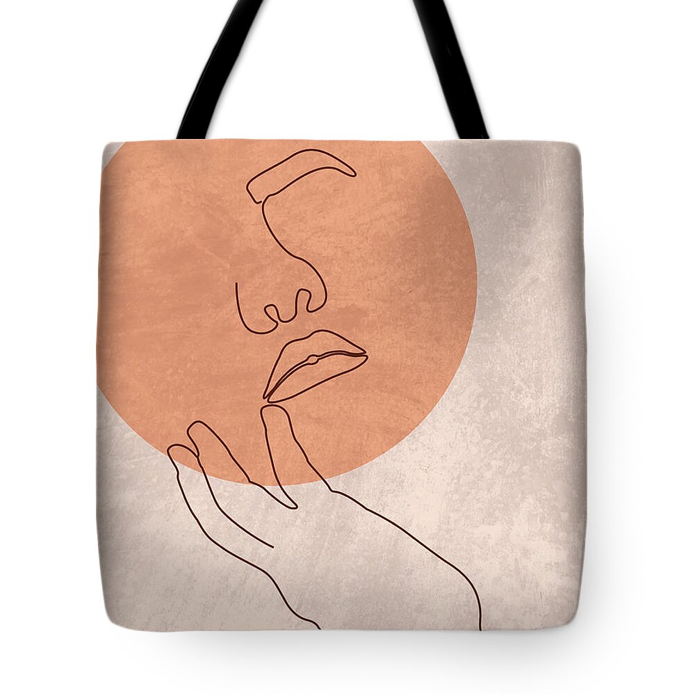 Lost In Dreams Tote Bag featuring the mixed media Lost in Dreams - Minimal Abstract Line Art by Studio Grafiikka