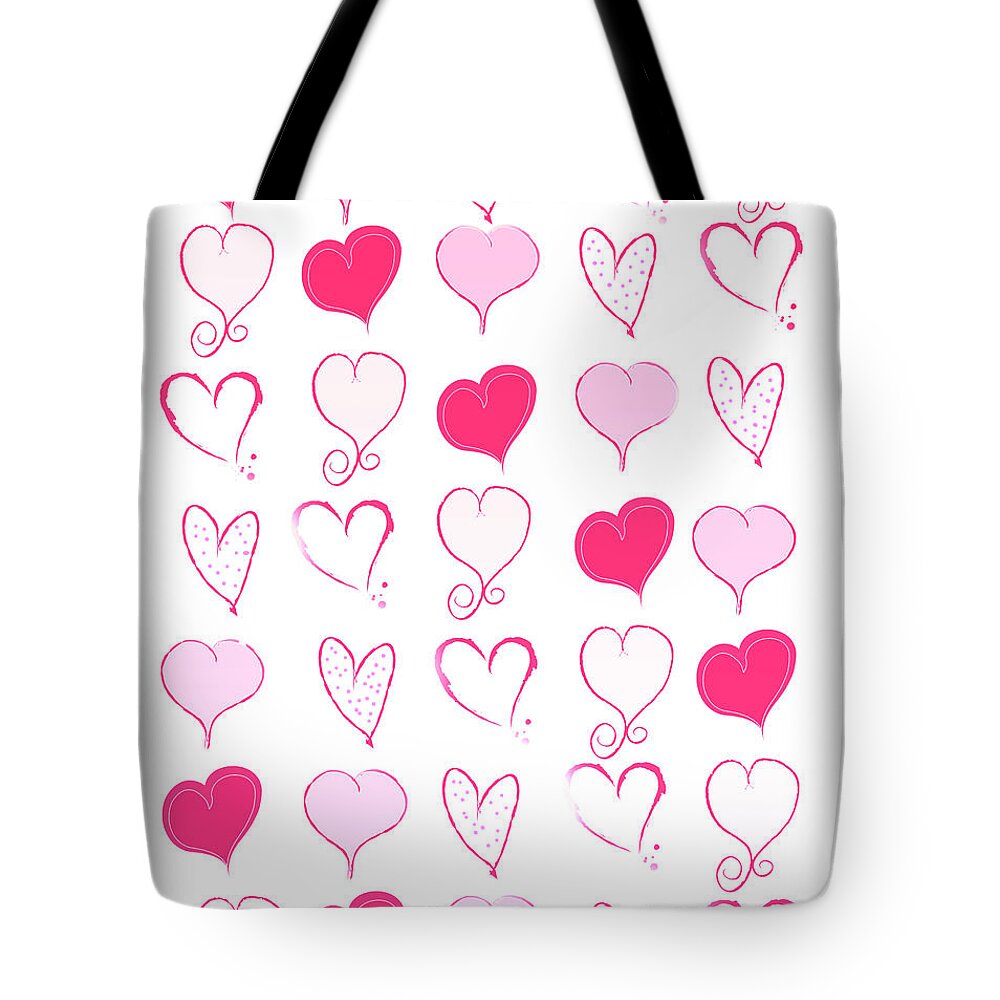 Hearts Tote Bag featuring the digital art Lots of Pink by Moira Law