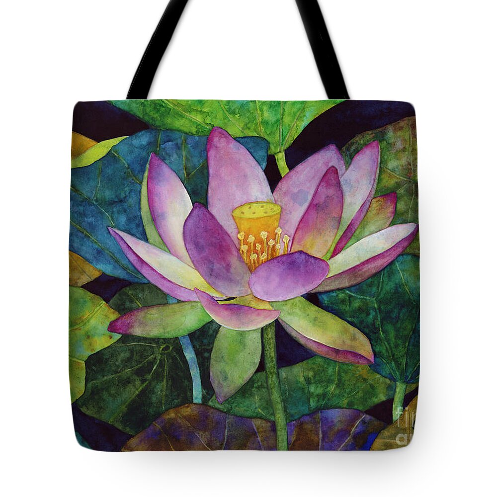 Watercolor Tote Bag featuring the painting Lotus Bloom by Hailey E Herrera