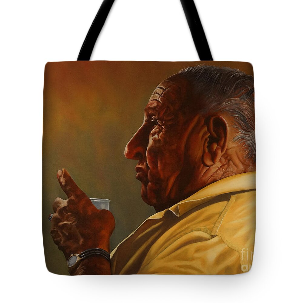 Portrait Tote Bag featuring the painting Louie by Ken Kvamme